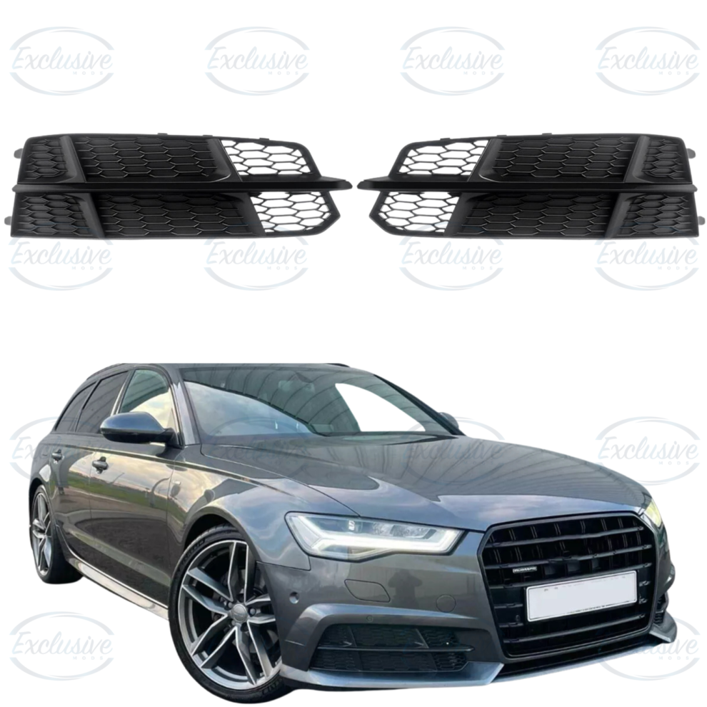 Audi A6 and S6 C7 S-Line matte black honeycomb-style fog light cover