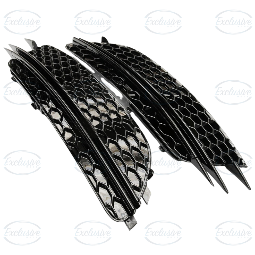 Audi A6 C7 (2012-2015) - Gloss Black RS6 Honeycomb Style Fog Light Cover Pair