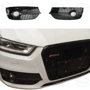 Audi Q3 8U gloss black honeycomb RSQ3-style fog light cover pair