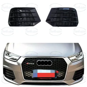 Audi Q3 8U gloss black honeycomb fog light cover pair