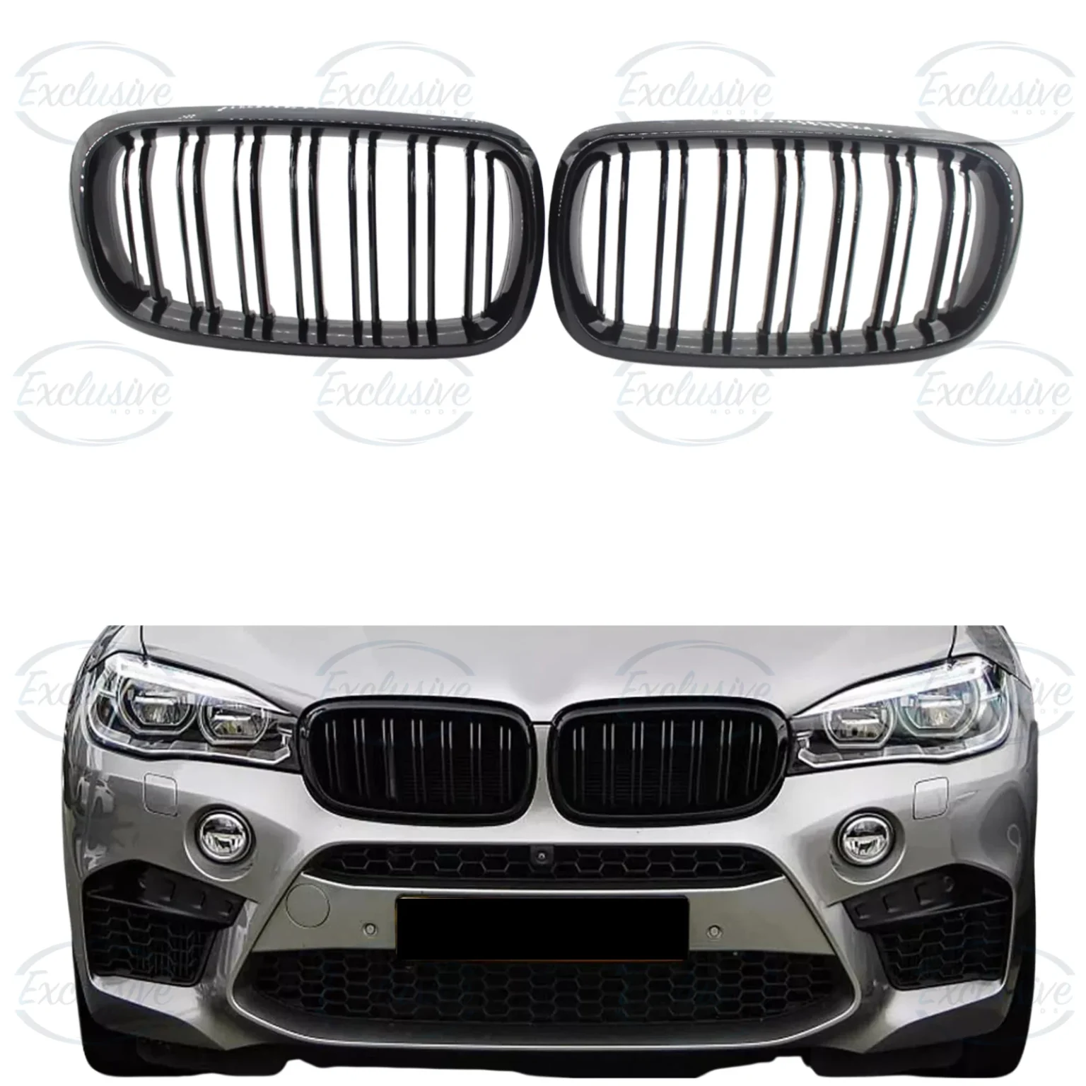 BMW X5 F15 F16 and X6 gloss black double slatted kidney grille