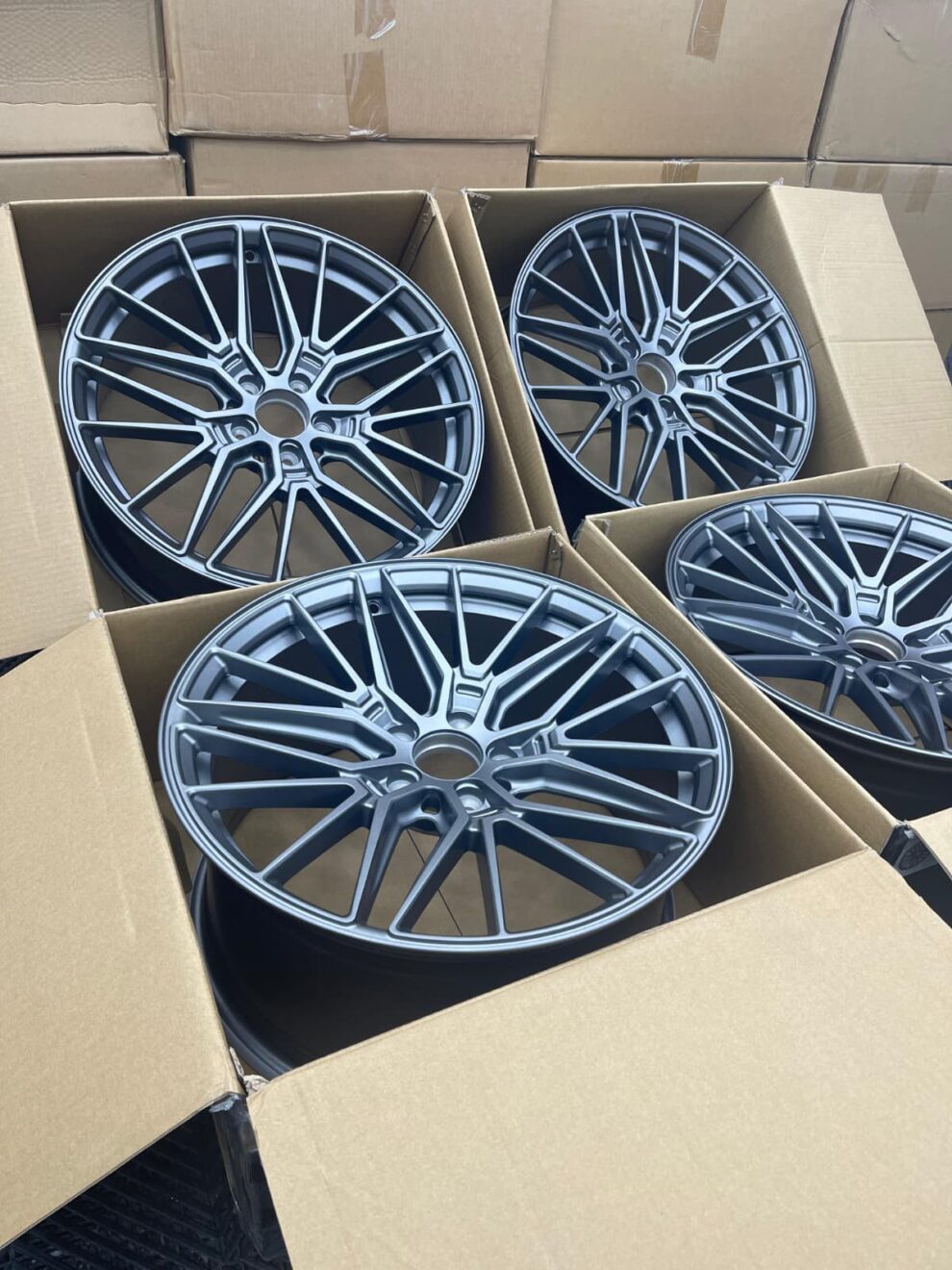 4× 19" Multi-Spoke Style Alloys - Satin Grey - Fits Audi & VW