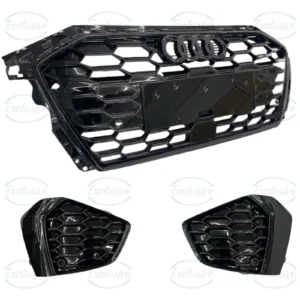 Audi S3 8Y (2021+) &Ocirc;&Ccedil;&ouml; Gloss Black Honeycomb Style Grille & Fog Light Cover