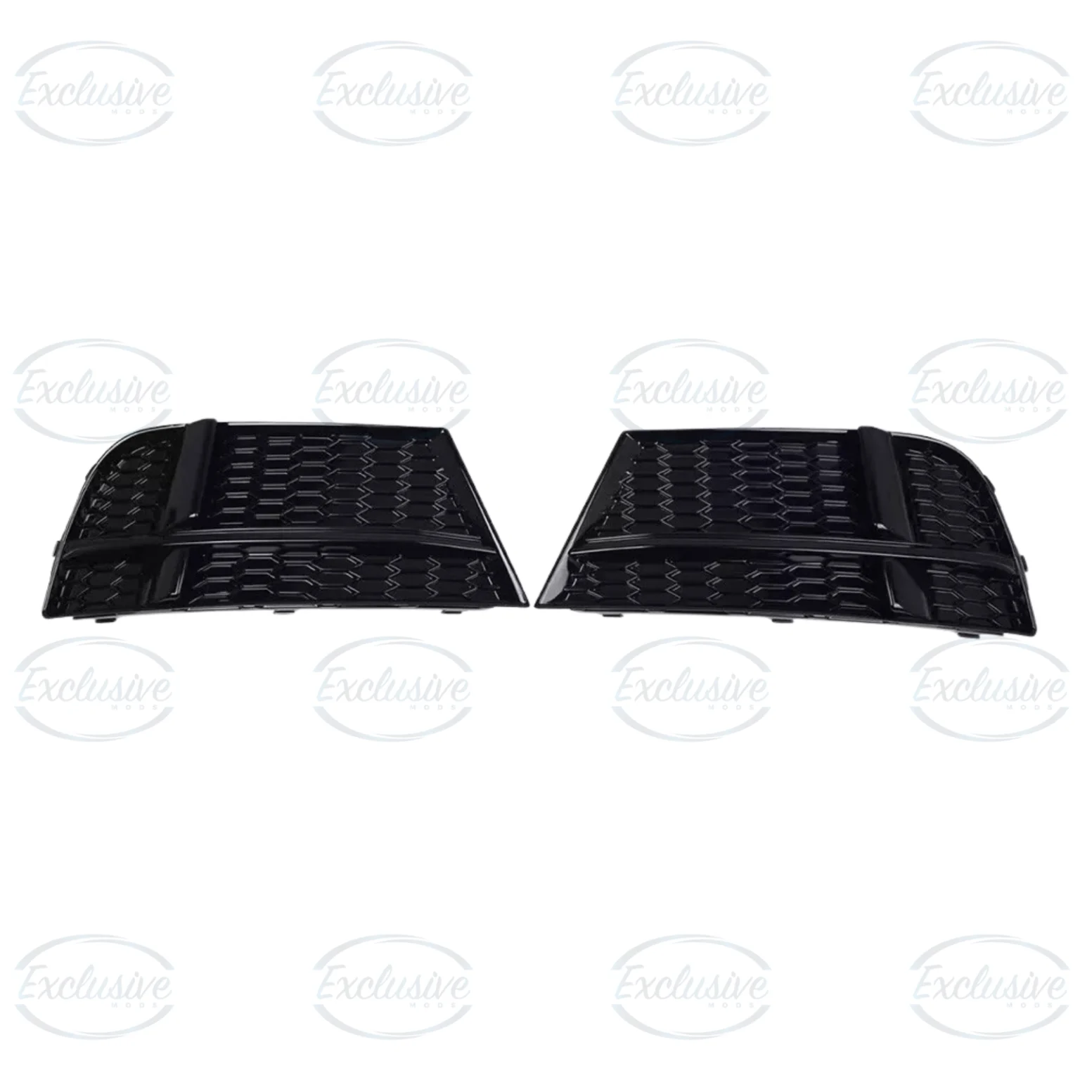 Gloss black honeycomb RS3 style fog light covers for Audi A3 S3 8V S-Line 2017-2020