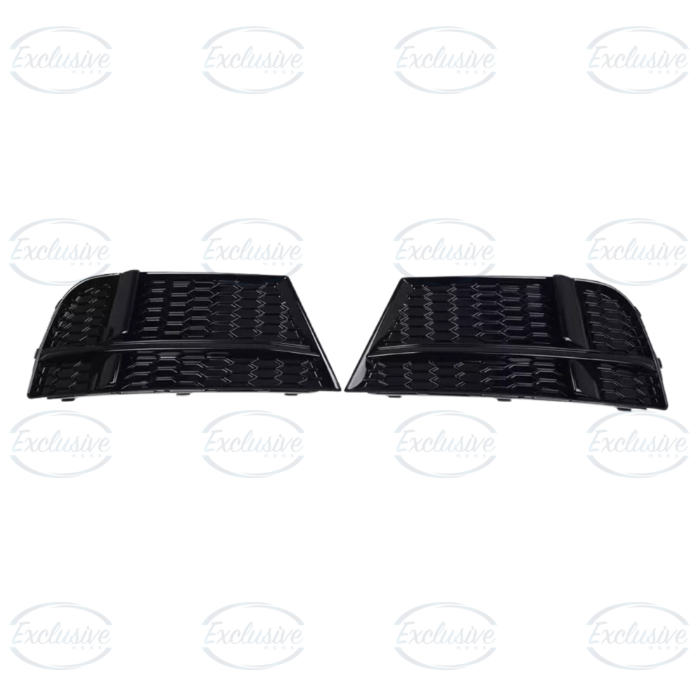 Gloss black honeycomb RS3 style fog light covers for Audi A3 S3 8V S-Line 2017-2020