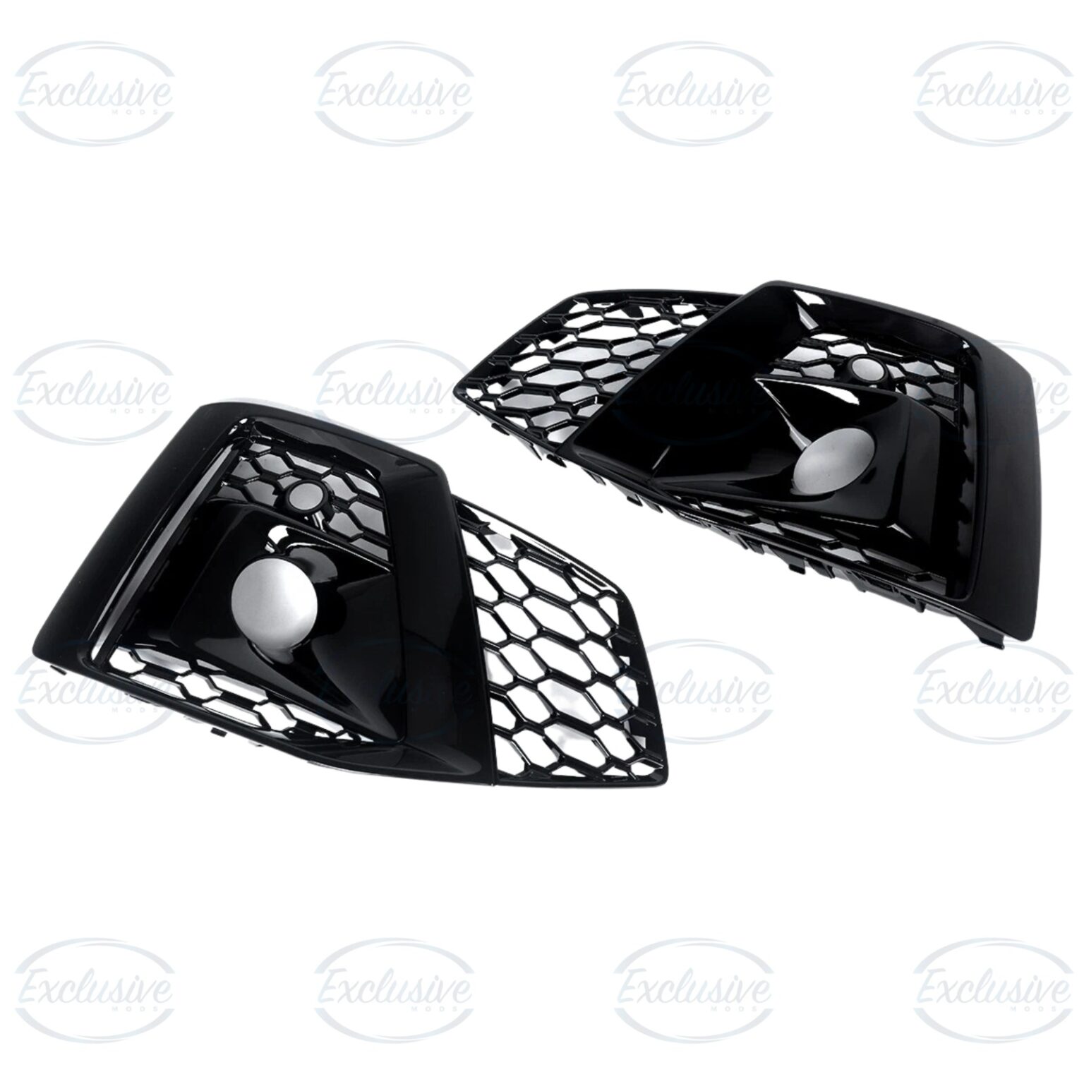 Gloss Black Honeycomb Fog Light Covers - Fits Audi A5 B9.5 Facelift S-Line (2019-2023)