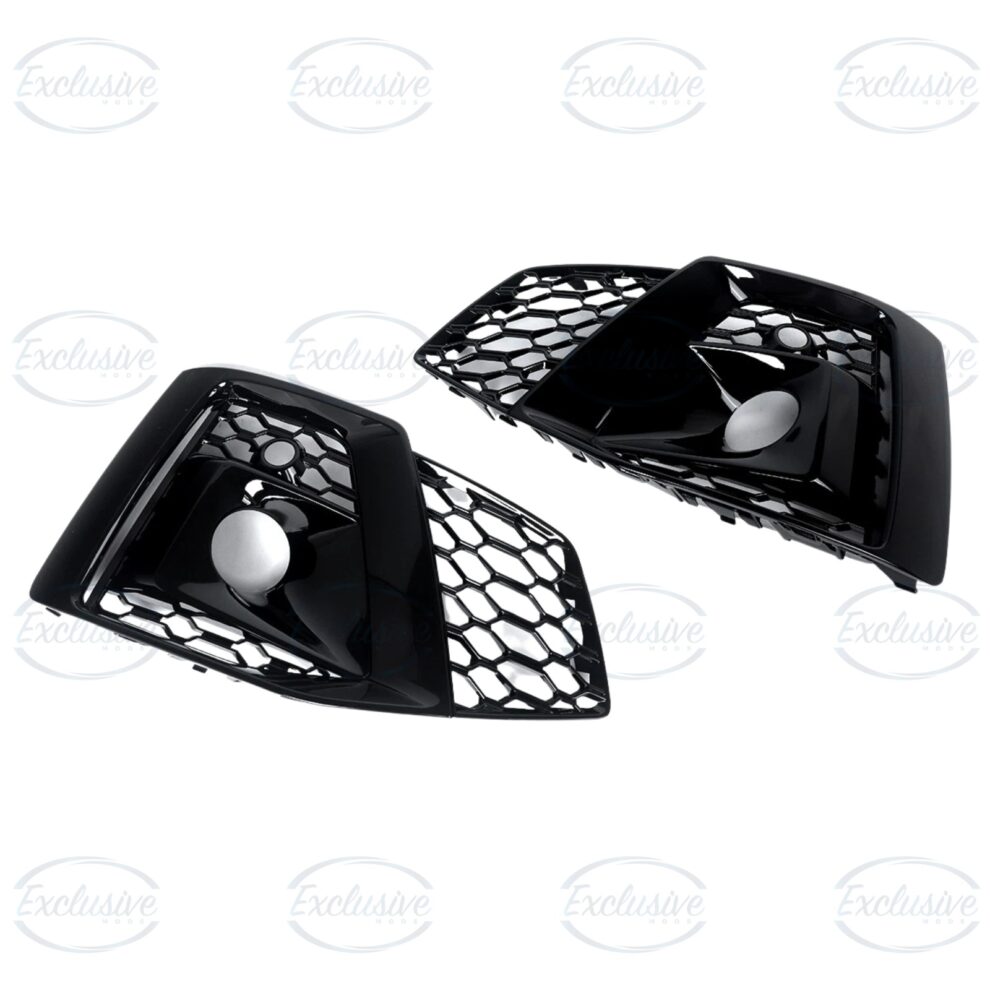 Gloss Black Honeycomb Fog Light Covers - Fits Audi A5 B9.5 S-Line (2020-2023)