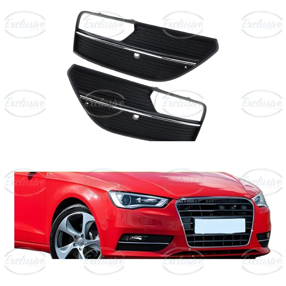 Black Fog Light Covers with Chrome Trim - Fits Audi A3 8V Standard (2013-2016)