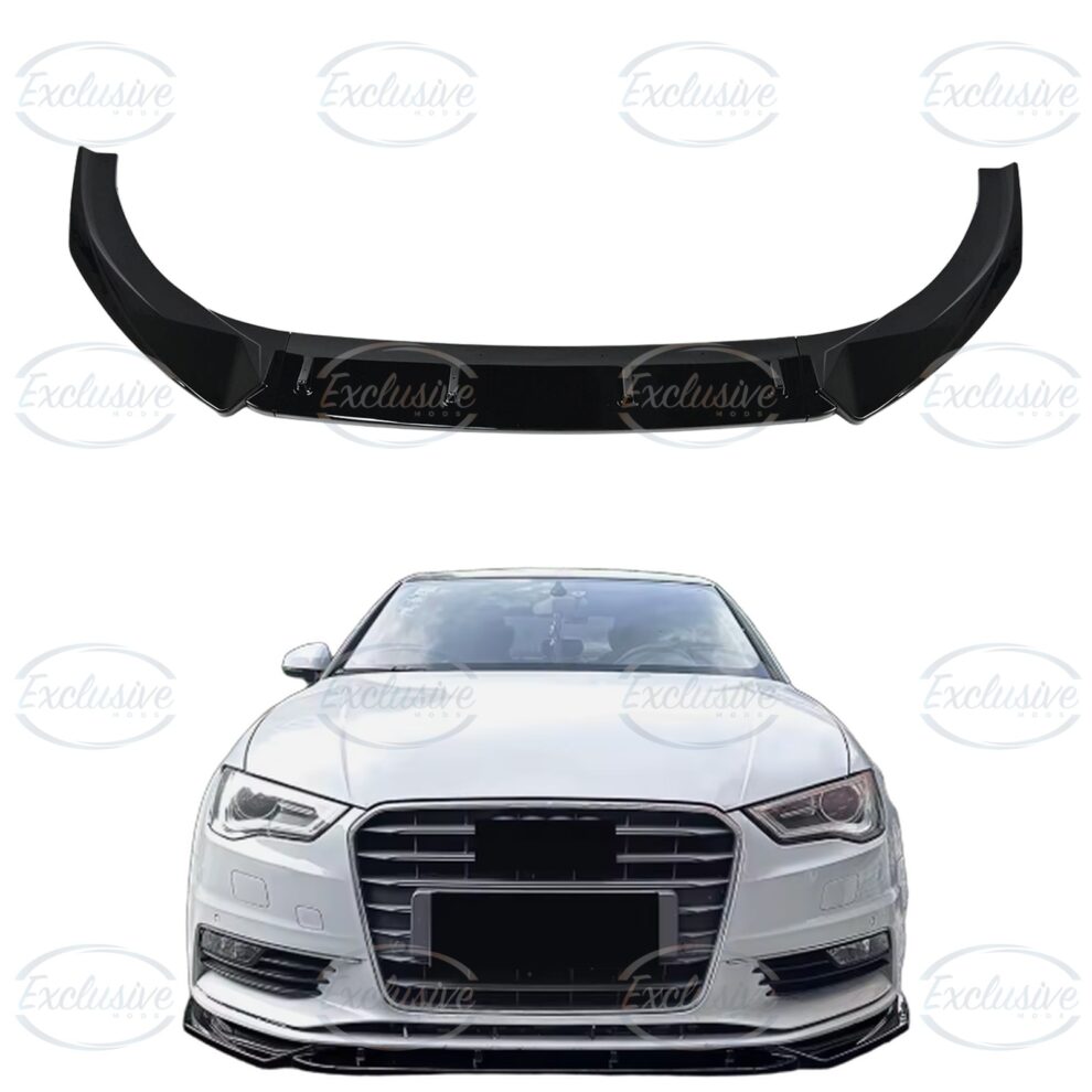 Gloss Black Front Splitter Lip - Fits Audi A3/S3 8V S-Line (2013-2016)