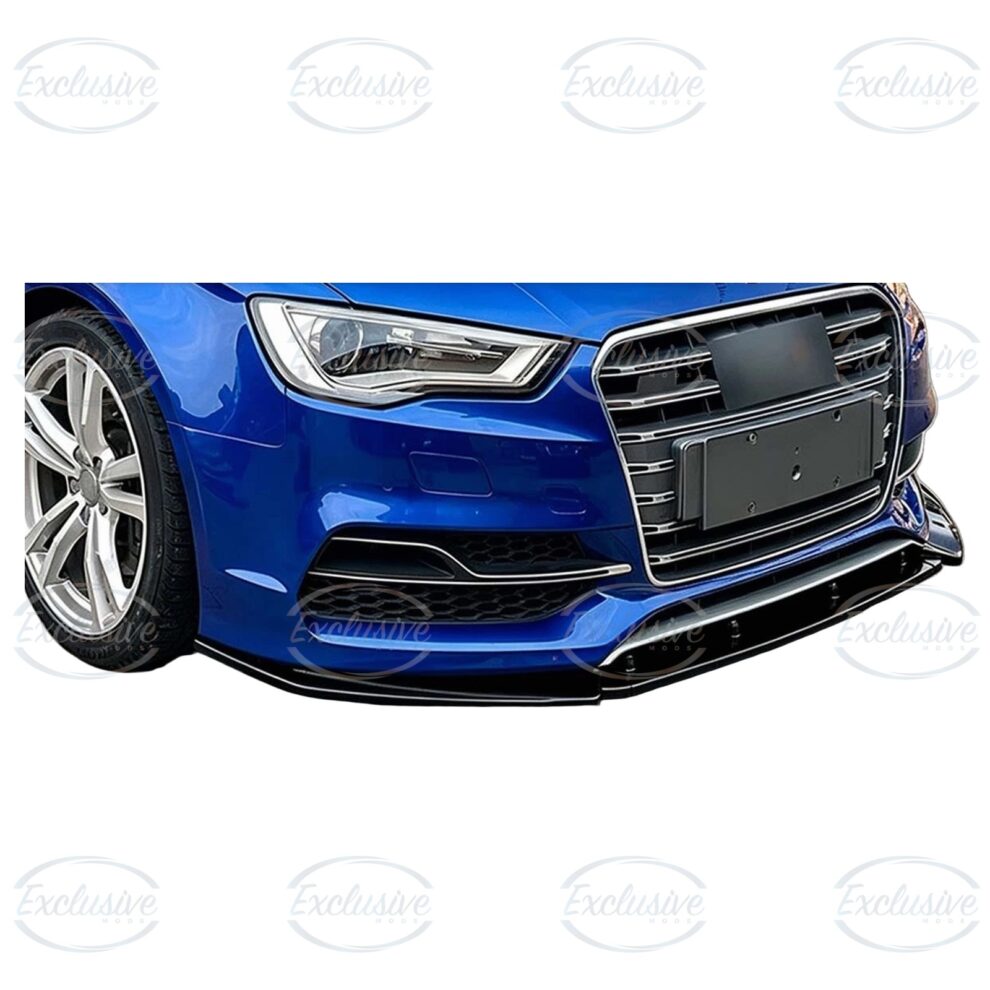 Gloss Black Front Splitter Lip - Fits Audi A3/S3 8V S-Line (2013-2016)
