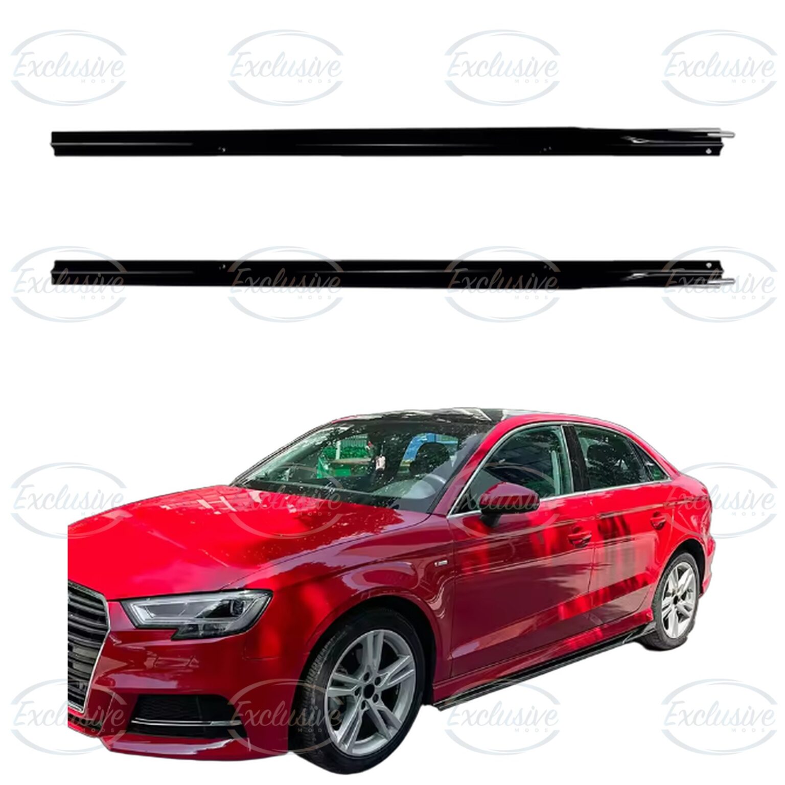 Gloss Black Side Skirt Extensions - Fits Audi A3/S3 8V Pre-Facelift and Facelift S-Line (2014-2020)