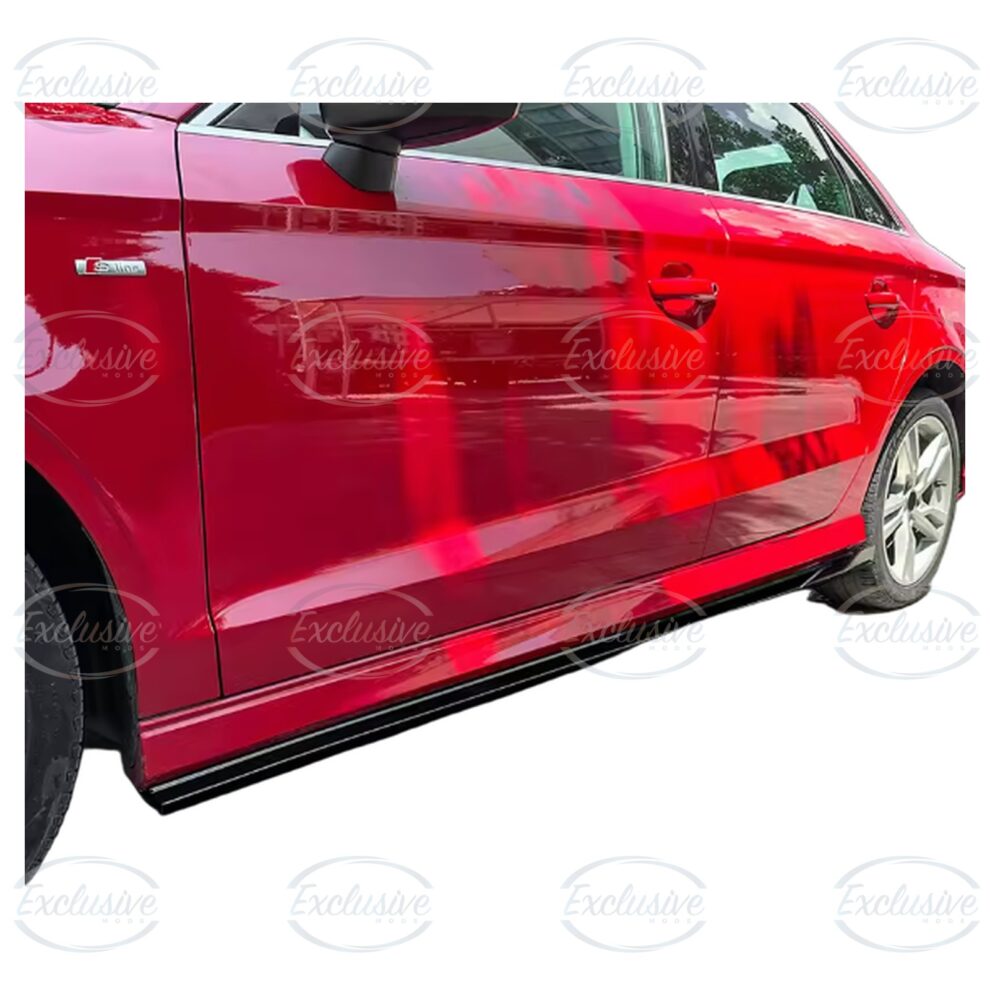 Gloss Black Side Skirt Extensions - Fits Audi A3/S3 8V Pre-Facelift and Facelift S-Line (2014-2020)