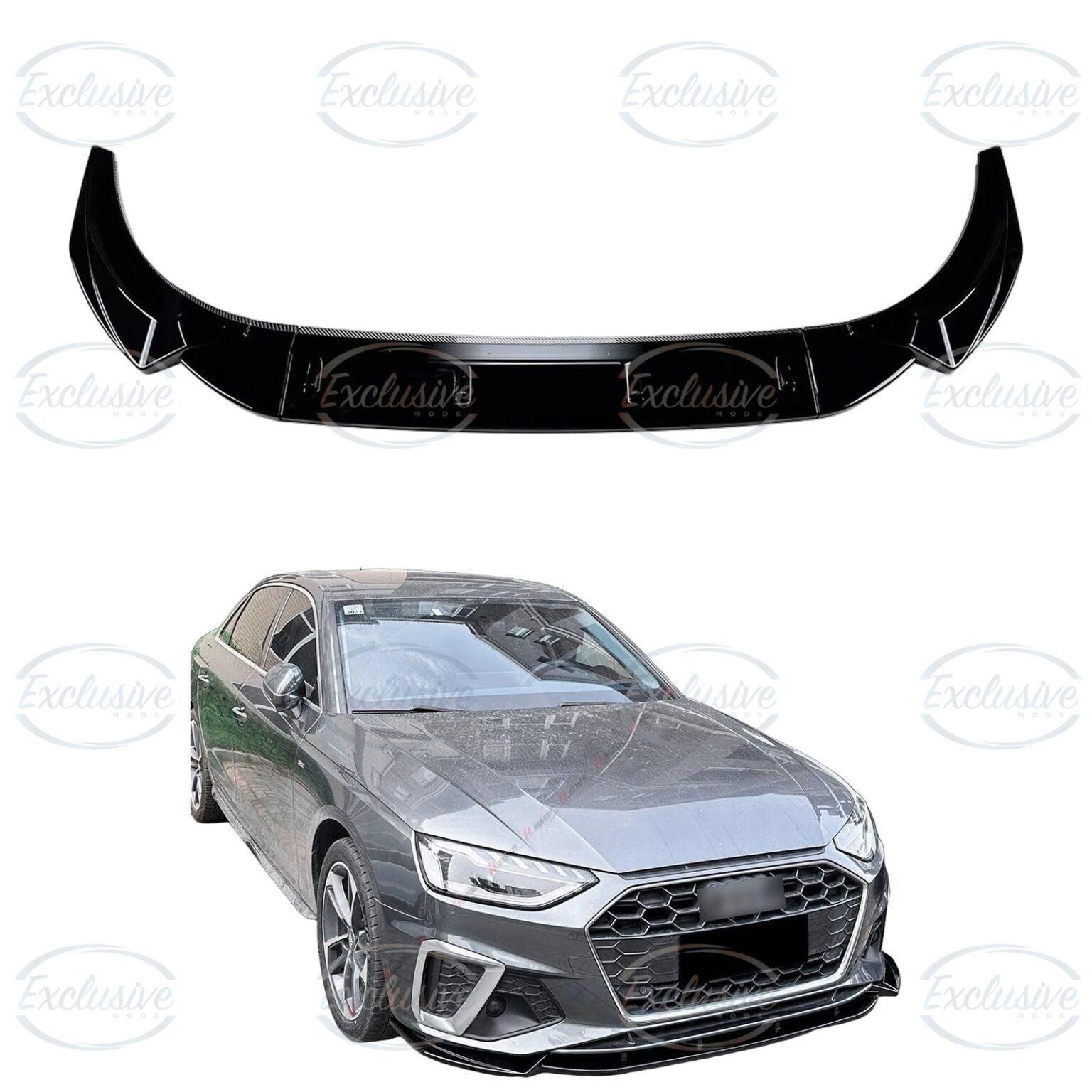 Gloss Black Front Splitter Lip - Fits Audi A4/S4 B9.5 Facelift S-Line (2019-2024)