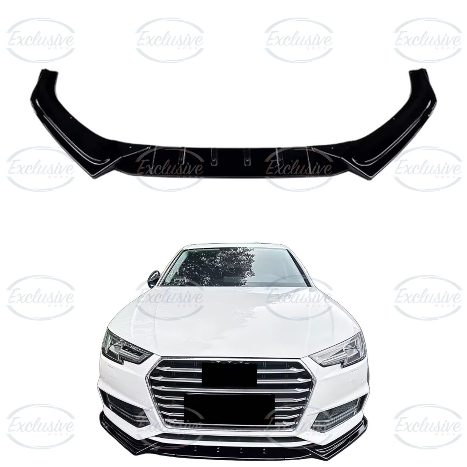 Gloss Black Front Splitter Lip - Fits Audi A4/S4 B9 S-Line (2017-2019)