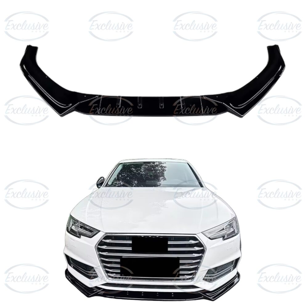Gloss Black Front Splitter Lip - Fits Audi A4/S4 B9 S-Line (2017-2019)