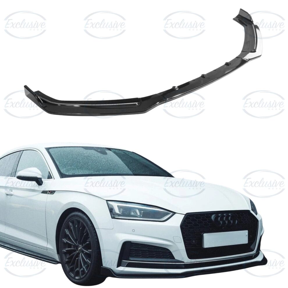 Gloss Black Front Splitter Lip - Fits Audi A5/S5 B9 S-Line (2016-2019)