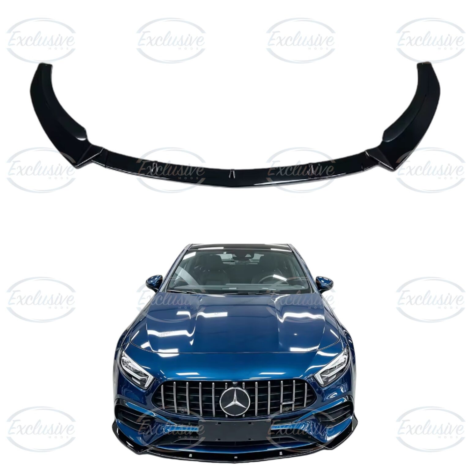 Gloss Black Front Splitter Lip - Fits Mercedes A Class W177 AMG Line (2018-2022)