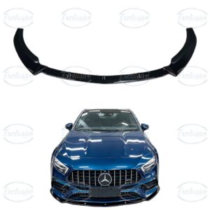 Gloss Black Front Splitter Lip - Fits Mercedes A Class W177 AMG Line (2018-2022)