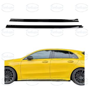 Gloss Black Side Skirt Extensions - Fits Mercedes A Class W177 AMG Line (2018+)