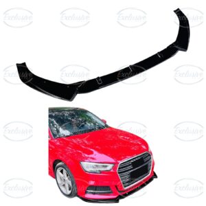 Gloss Black Front Splitter Lip - Fits Audi A3/S3 8V Facelift S-Line (2016-2020)
