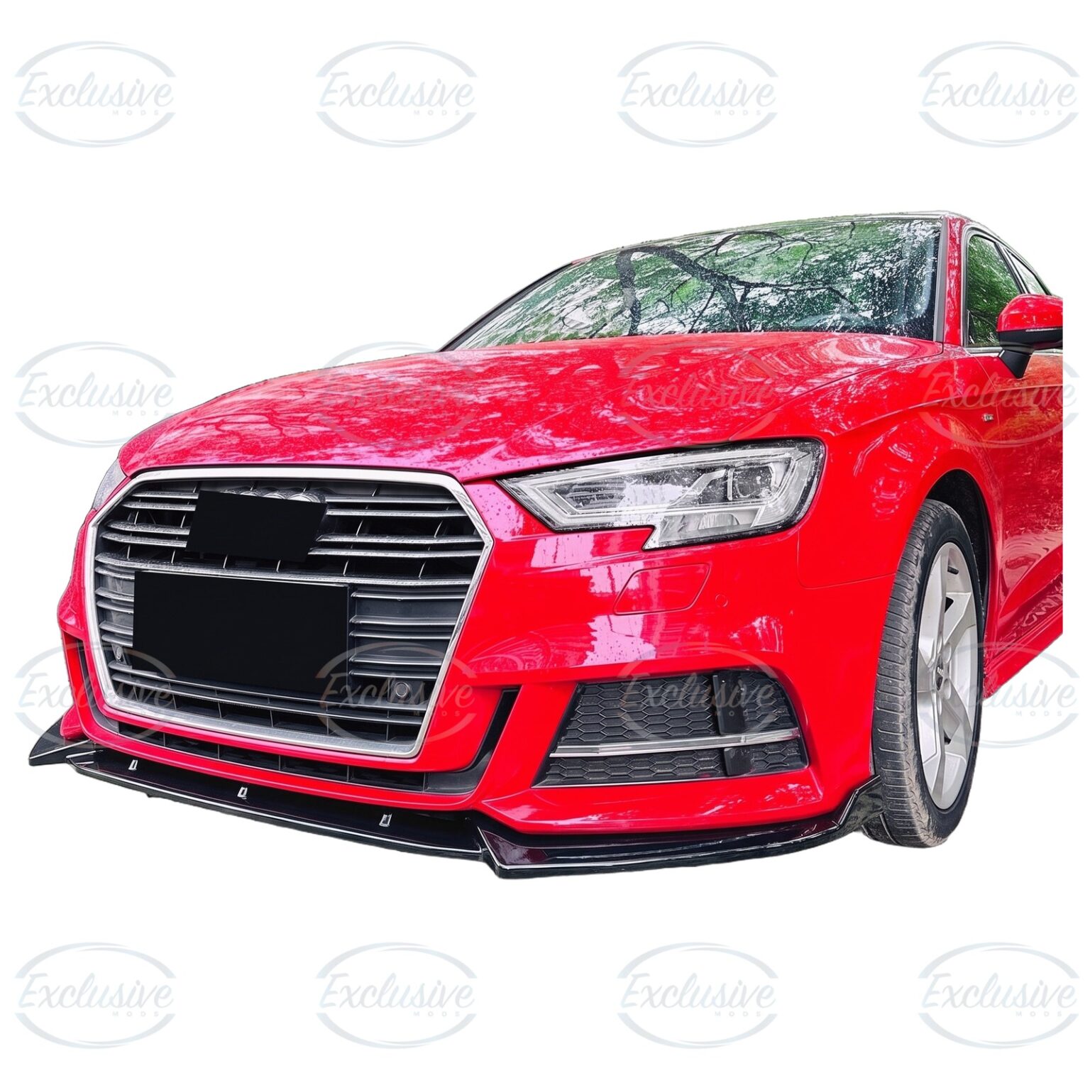 Gloss Black Front Splitter Lip - Fits Audi A3/S3 8V Facelift S-Line (2016-2020)