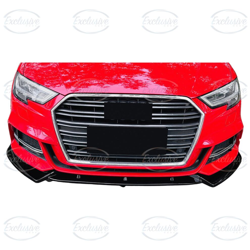 Gloss Black Front Splitter Lip - Fits Audi A3/S3 8V Facelift S-Line (2016-2020)