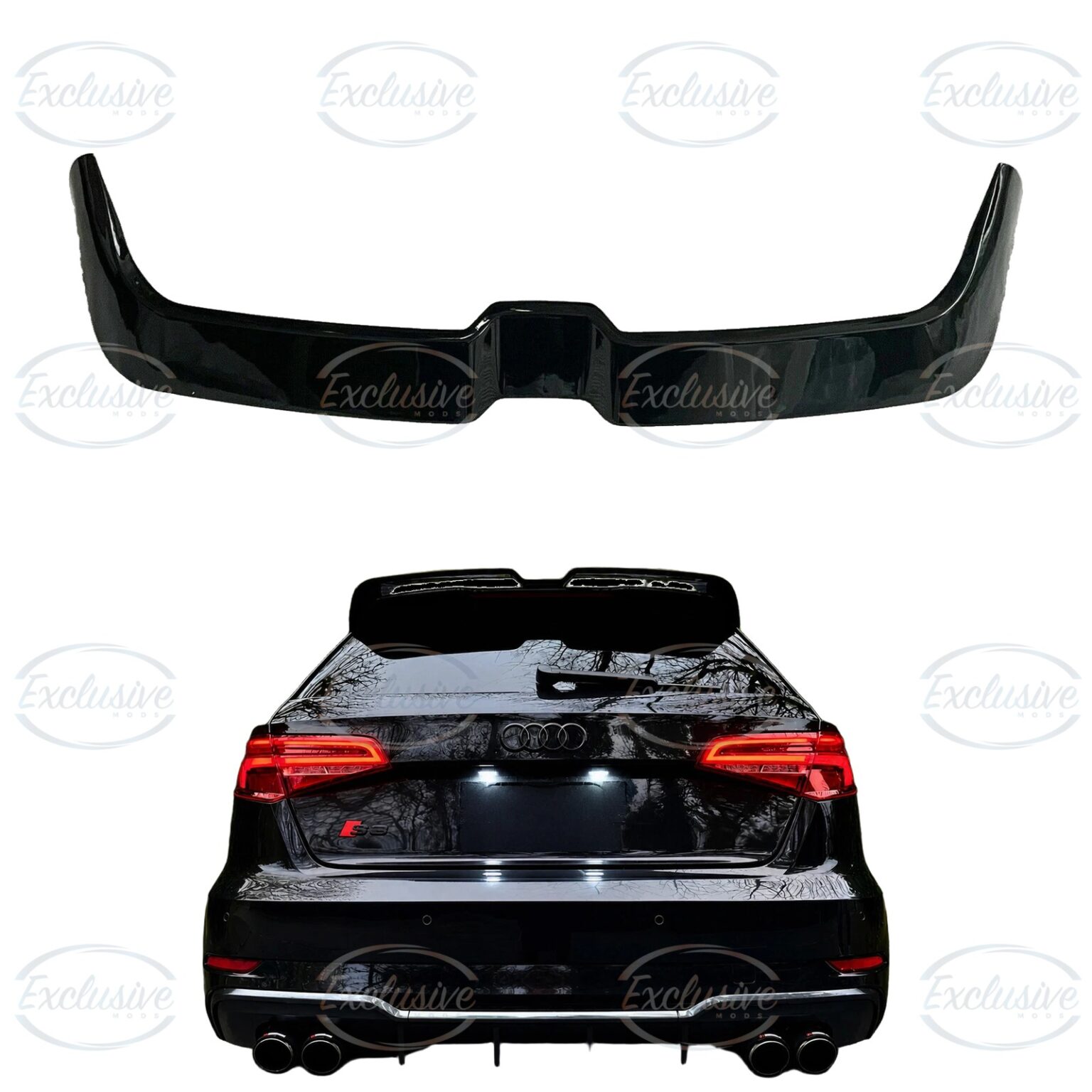 Gloss Black Oettinger Style Roof Spoiler - Fits Audi A3/S3 8V Hatchback/Sportback Pre-Facelift and Facelift (2014-2020)