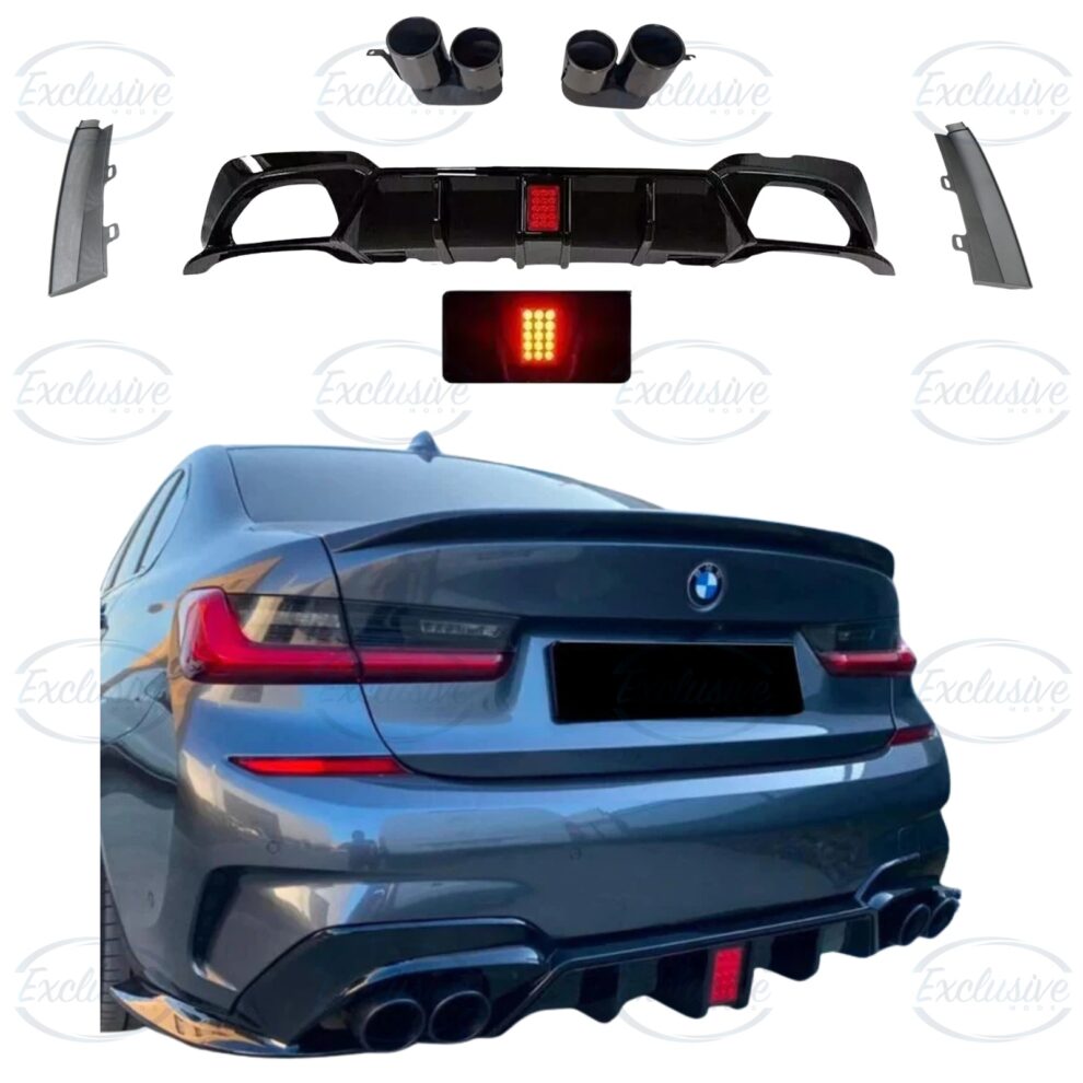 Gloss Black F1 Style Diffuser - Fits BMW 3 Series G20 M Sport (2018-2022)
