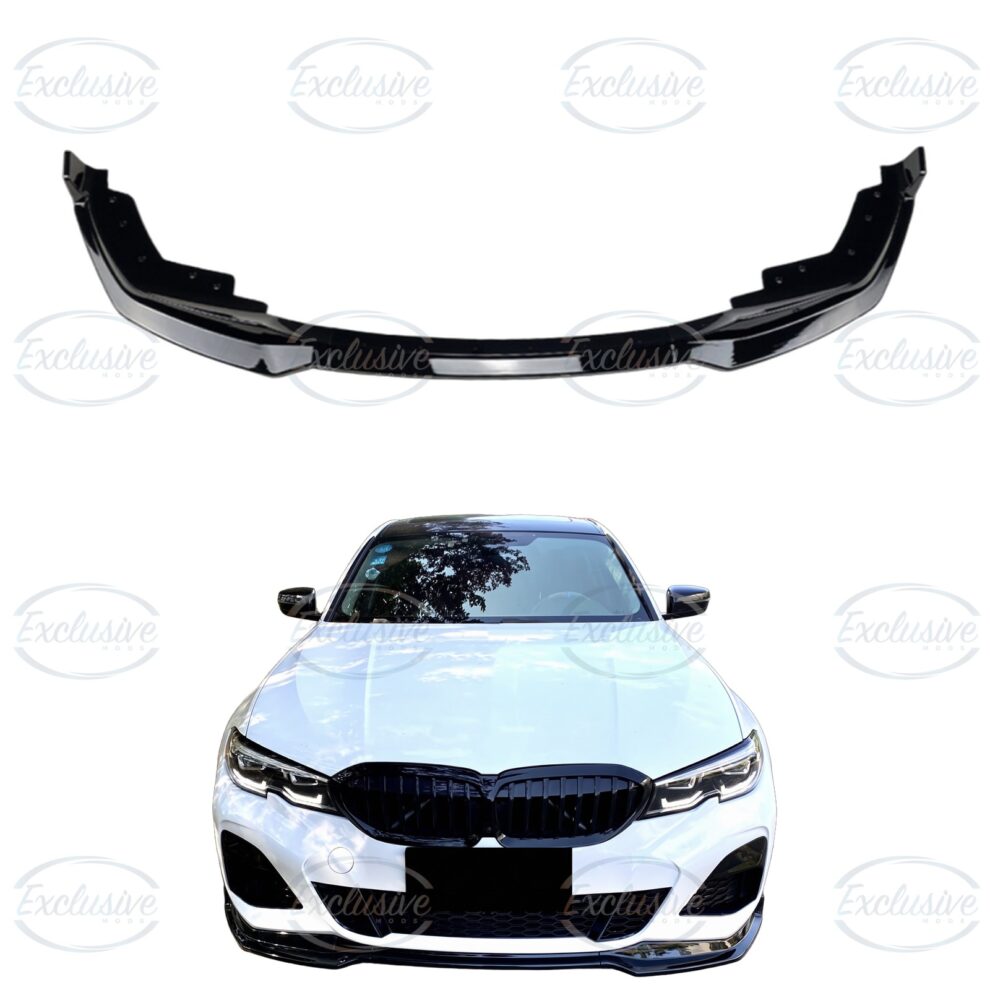 Gloss Black Front Splitter Lip - Fits BMW 3 Series G20 M Sport (2019-2022)