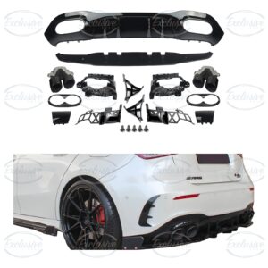 Gloss Black A45 AMG Style Diffuser - Fits Mercedes A Class W177 AMG Line (2018+)