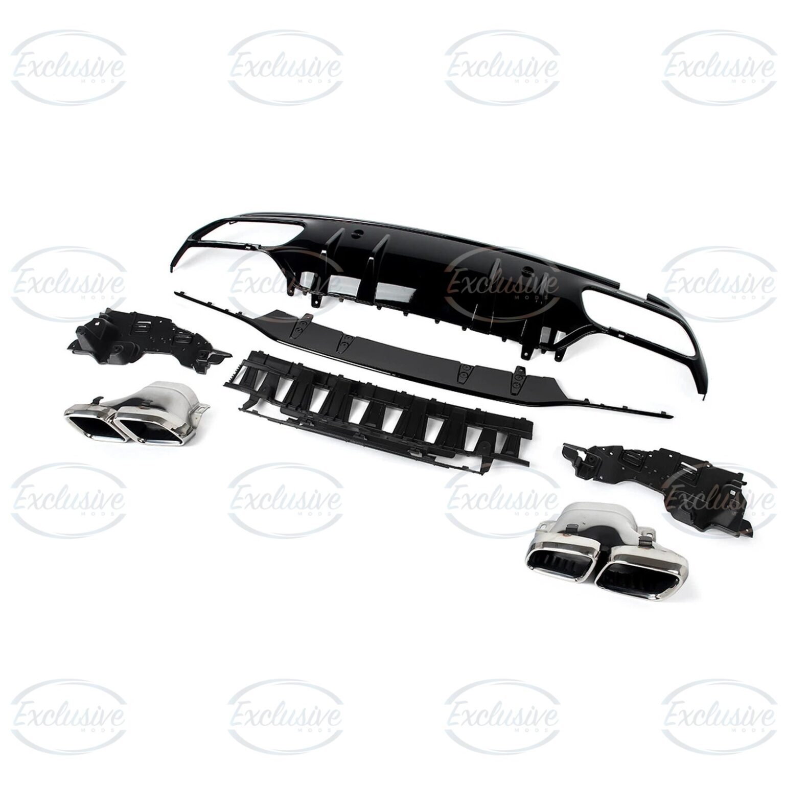 Gloss Black C63 AMG Style Diffuser - Fits Mercedes C Class W205 Pre-Facelift and Facelift AMG Line (2014-2021)
