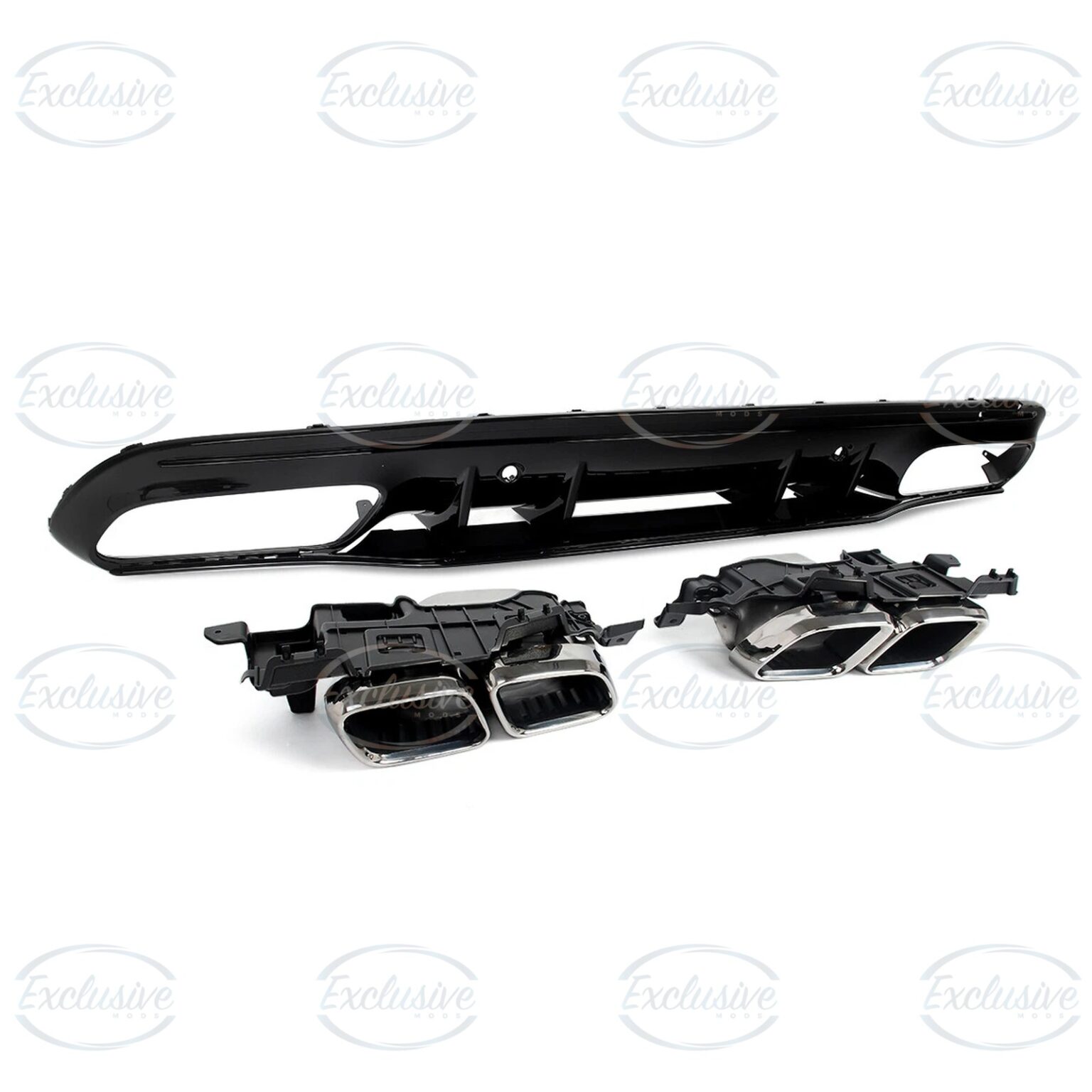 Gloss Black C63 AMG Style Diffuser - Fits Mercedes C Class W205 Pre-Facelift and Facelift AMG Line (2014-2021)