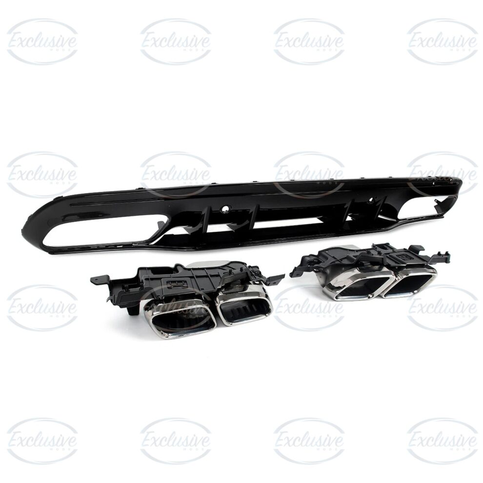 Gloss Black C63 AMG Style Diffuser - Fits Mercedes C Class W205 Pre-Facelift and Facelift AMG Line (2014-2021)