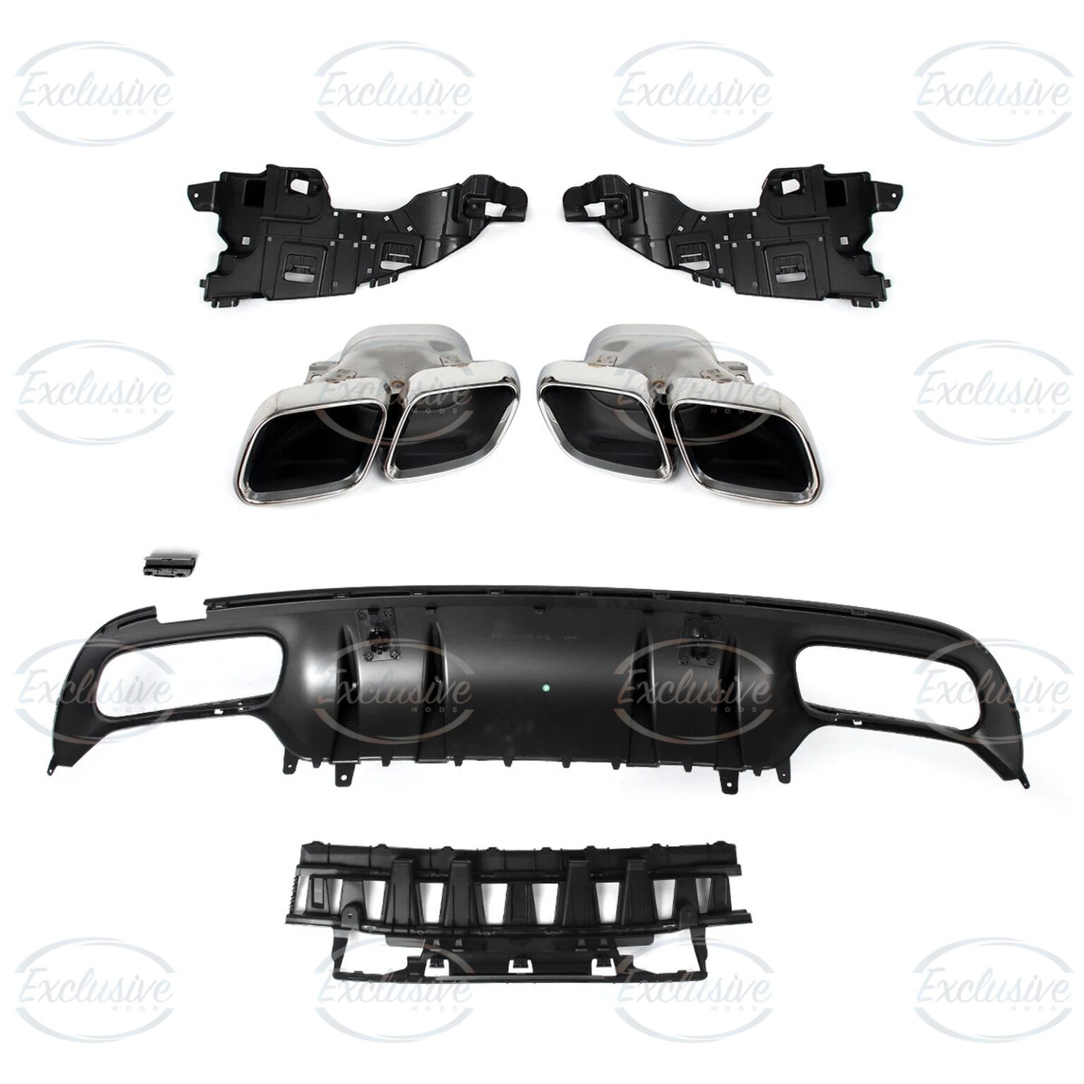 Gloss Black C63 AMG Style Diffuser - Fits Mercedes C Class W205 Pre-Facelift and Facelift AMG Line (2014-2021)