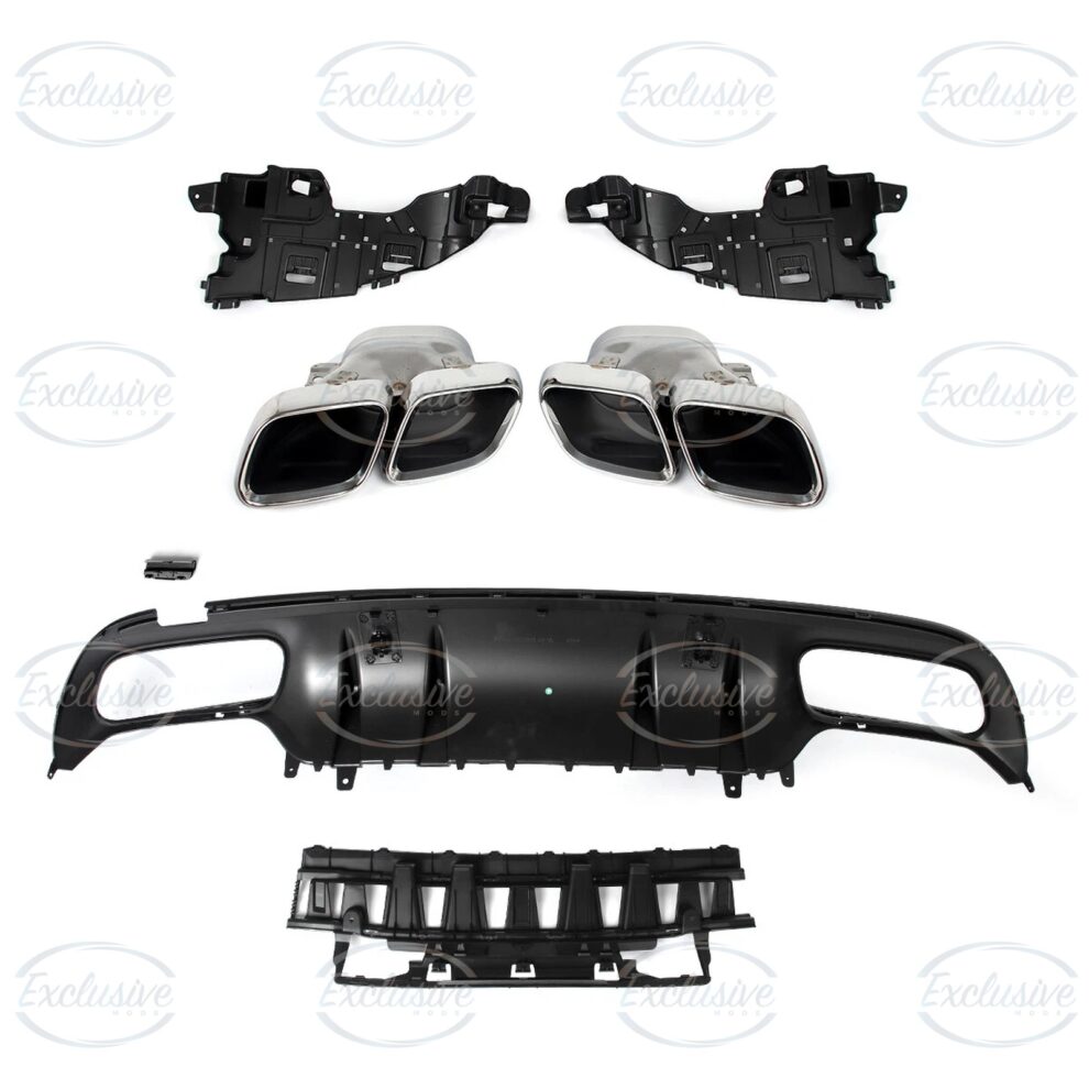 Gloss Black C63 AMG Style Diffuser - Fits Mercedes C Class W205 Pre-Facelift and Facelift AMG Line (2014-2021)