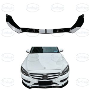 Gloss Black Front Splitter Lip - Fits Mercedes C Class W205 AMG Line (2015-2018)