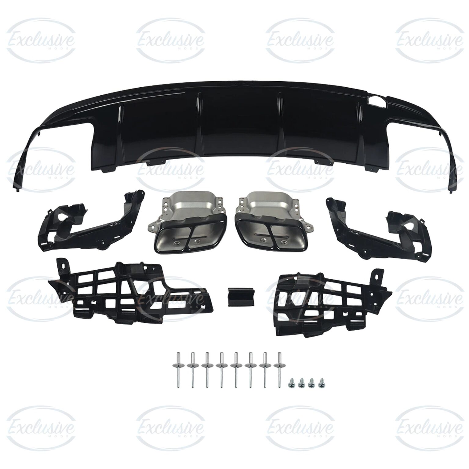 Gloss Black CLA45 AMG Style Diffuser - Fits Mercedes CLA C117/X117 AMG Line (2013-2019)