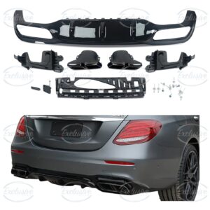 Gloss Black E63 AMG Style Diffuser - Fits Mercedes E Class W213 AMG Line (2016-2020)