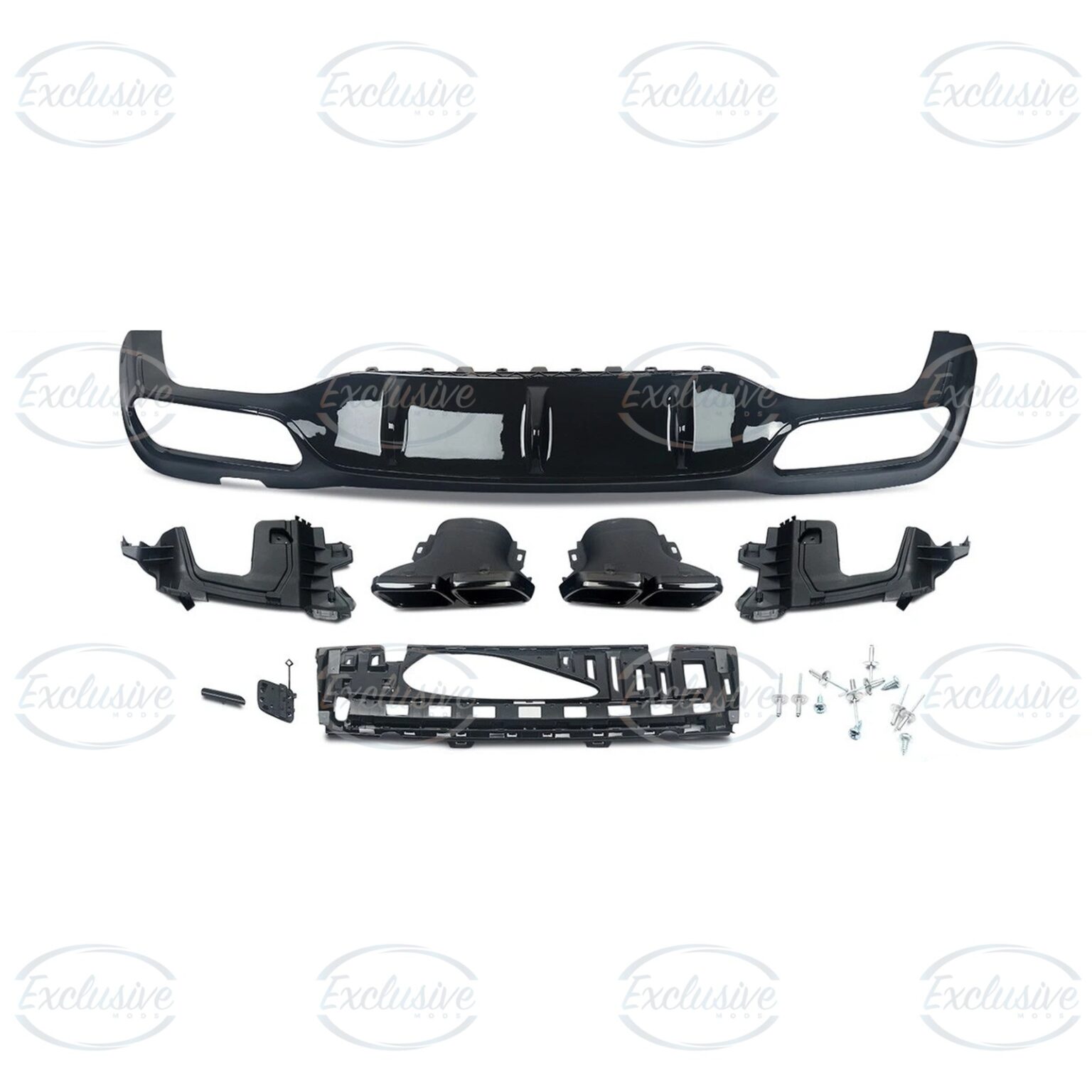 Gloss Black E63 AMG Style Diffuser - Fits Mercedes E Class W213 AMG Line (2016-2020)