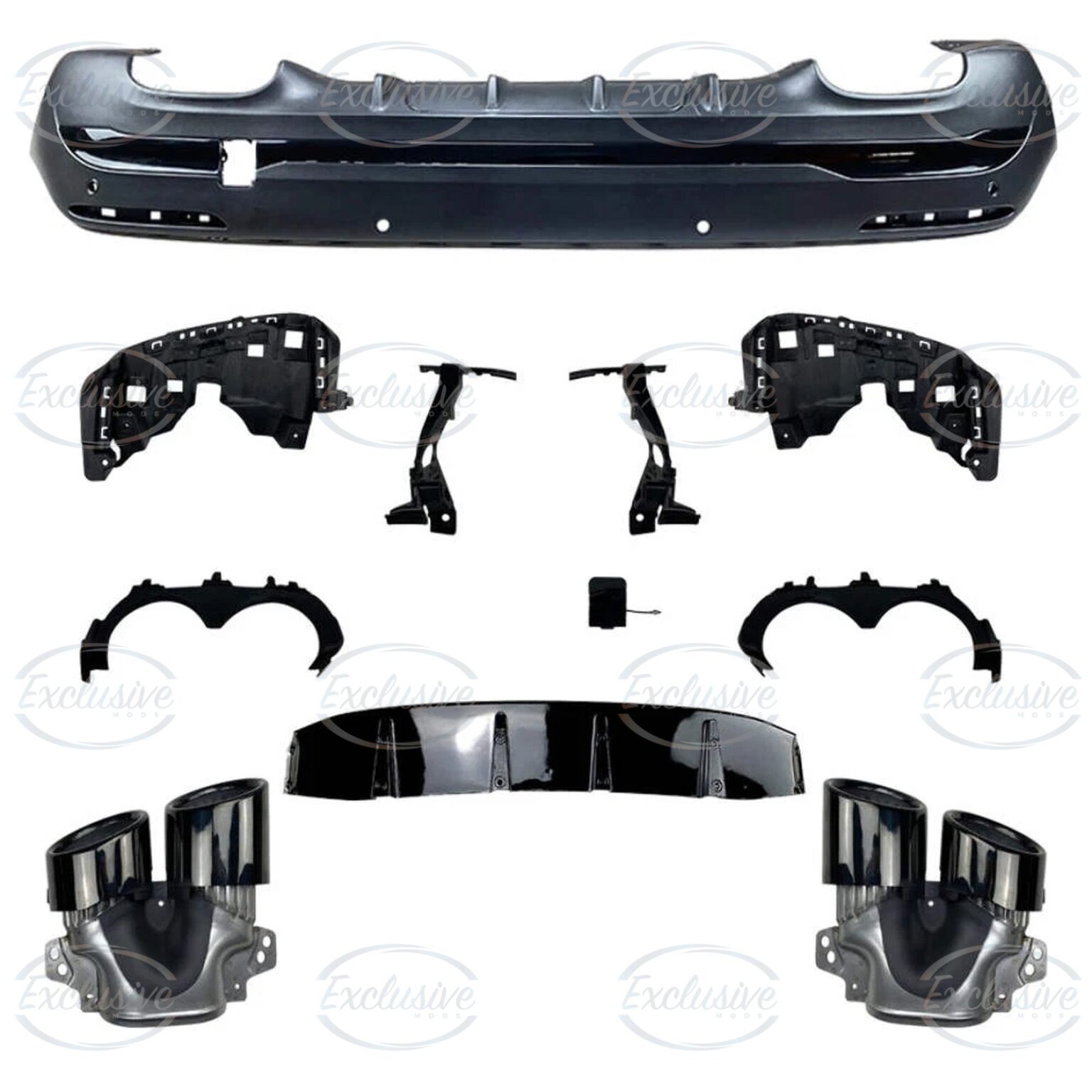 Gloss Black GLA45 AMG Style Diffuser - Fits Mercedes GLA H247 AMG Line (2020+)