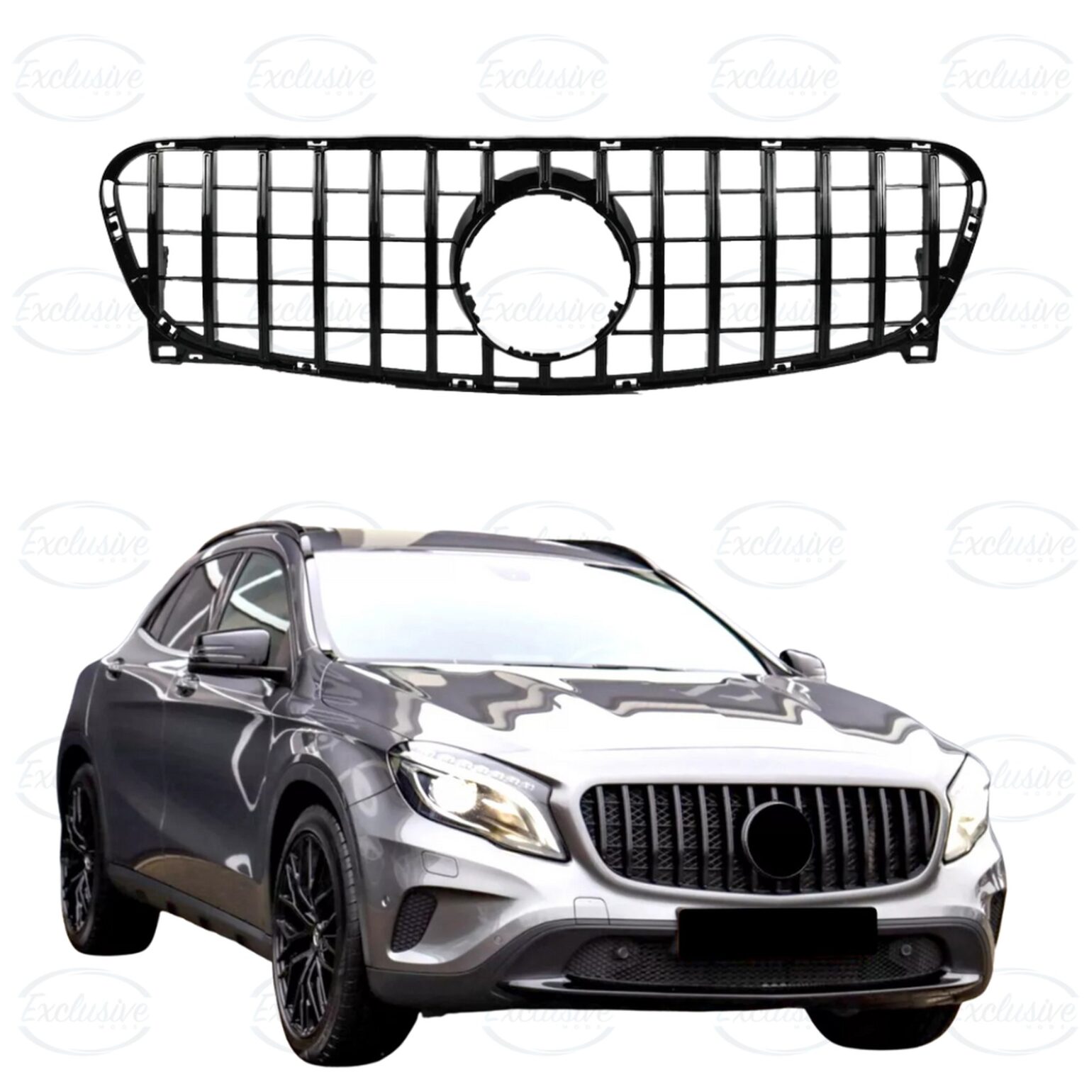 Gloss Black Panamericana Style Grille - Fits Mercedes GLA X156 (2013-2015)