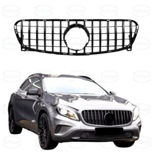 Gloss Black Panamericana Style Grille - Fits Mercedes GLA X156 (2013-2015)