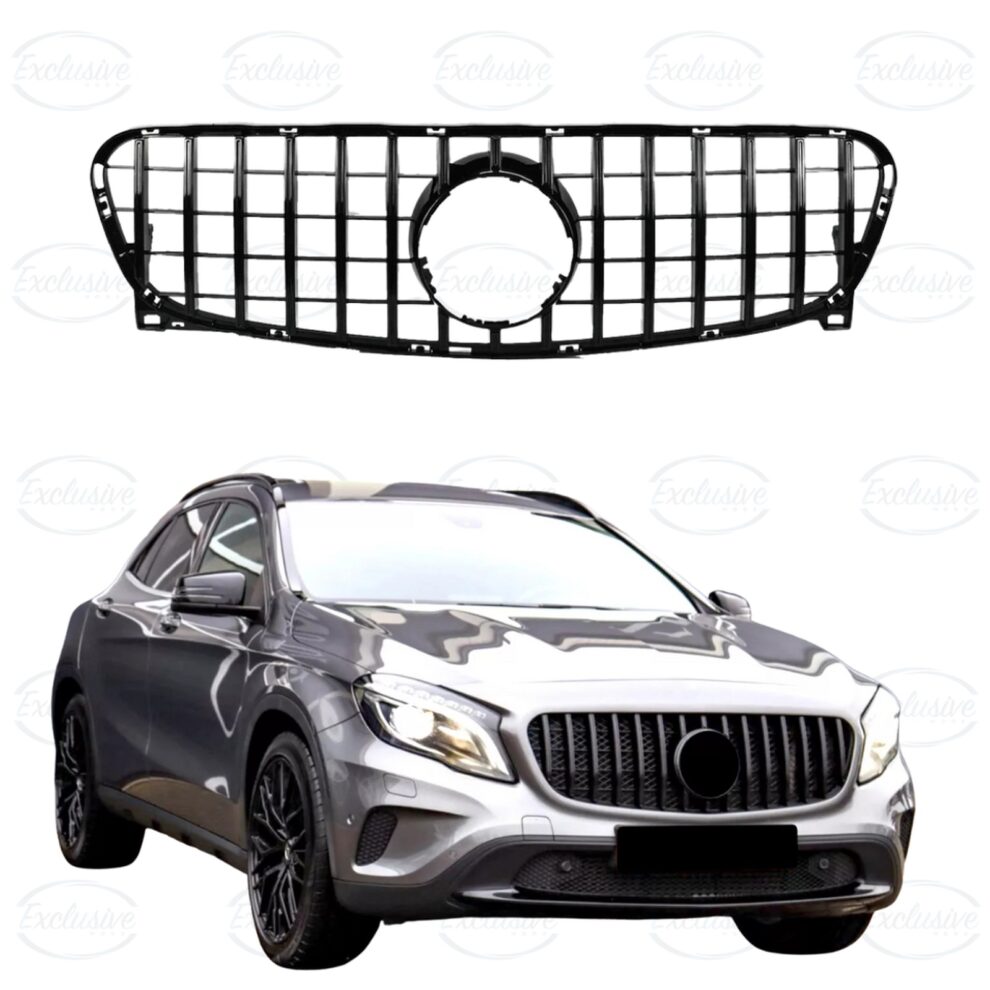 Gloss Black Panamericana Style Grille - Fits Mercedes GLA X156 (2013-2015)