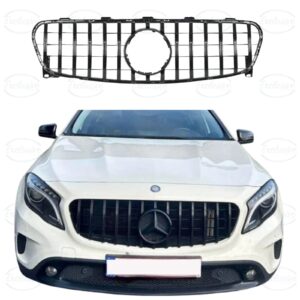 Gloss Black Panamericana Style Grille - Fits Mercedes GLA X156 Facelift (2017-2019)