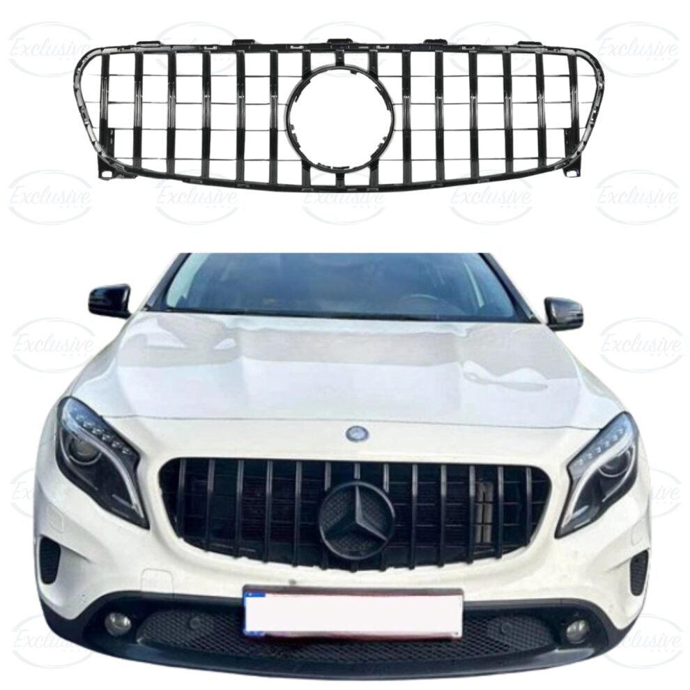 Gloss Black Panamericana Style Grille - Fits Mercedes GLA X156 Facelift (2017-2019)