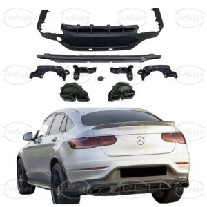 Matte Black GLC63 AMG Style Diffuser - Fits Mercedes GLC C253 Pre-Facelift and Facelift AMG Line (2016+)