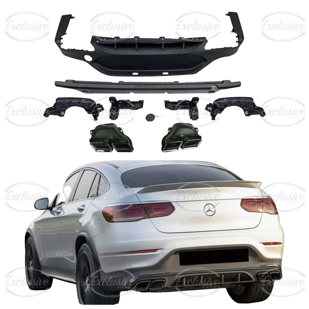 Matte Black GLC63 AMG Style Diffuser - Fits Mercedes GLC C253 Pre-Facelift and Facelift AMG Line (2016+)