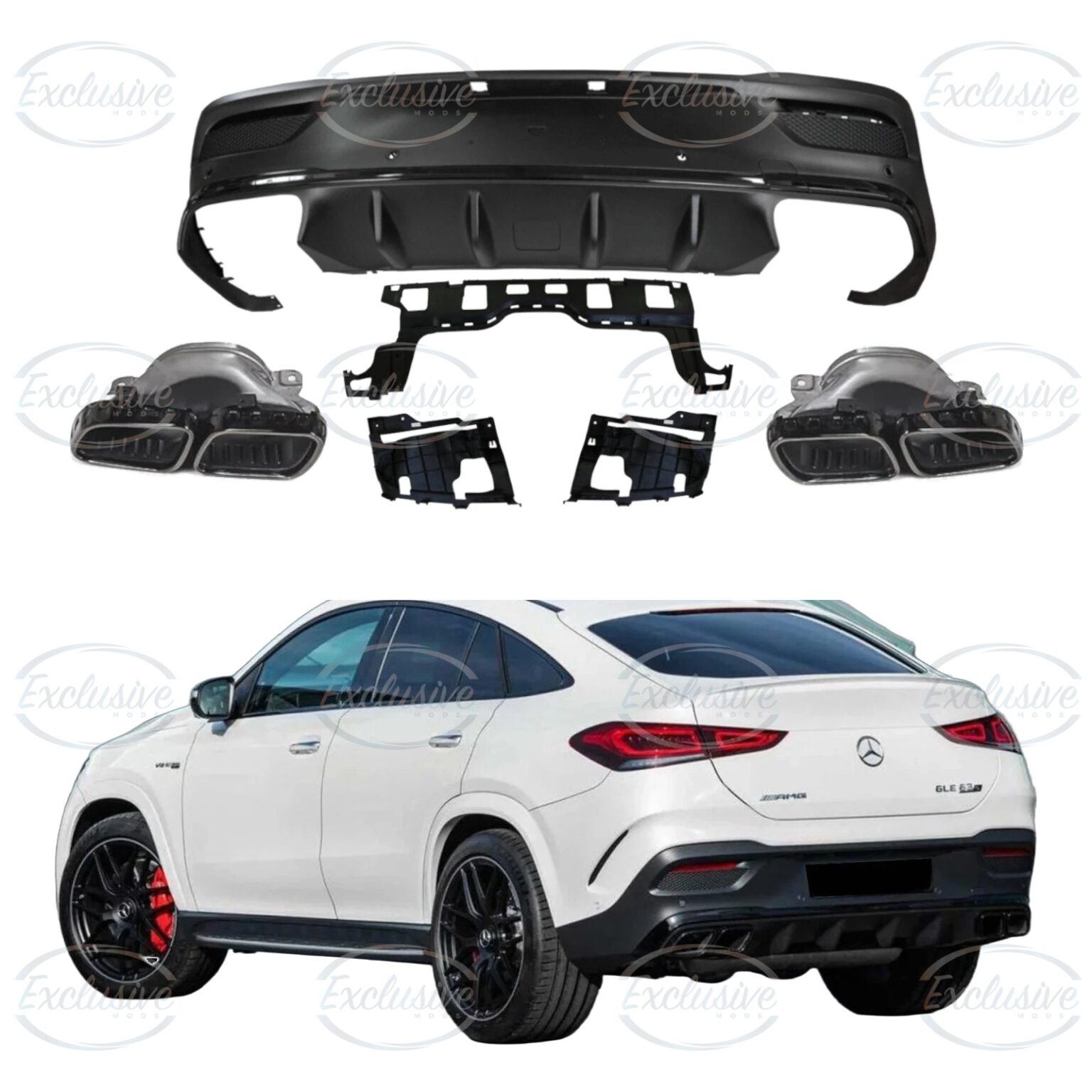 Gloss Black GLE63 AMG Style Diffuser - Fits Mercedes GLE C167 AMG Line (2020+)