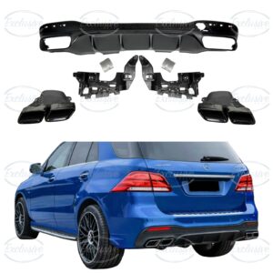 Gloss Black GLE63 AMG Style Diffuser - Fits Mercedes GLE W166 AMG Line (2015-2019)