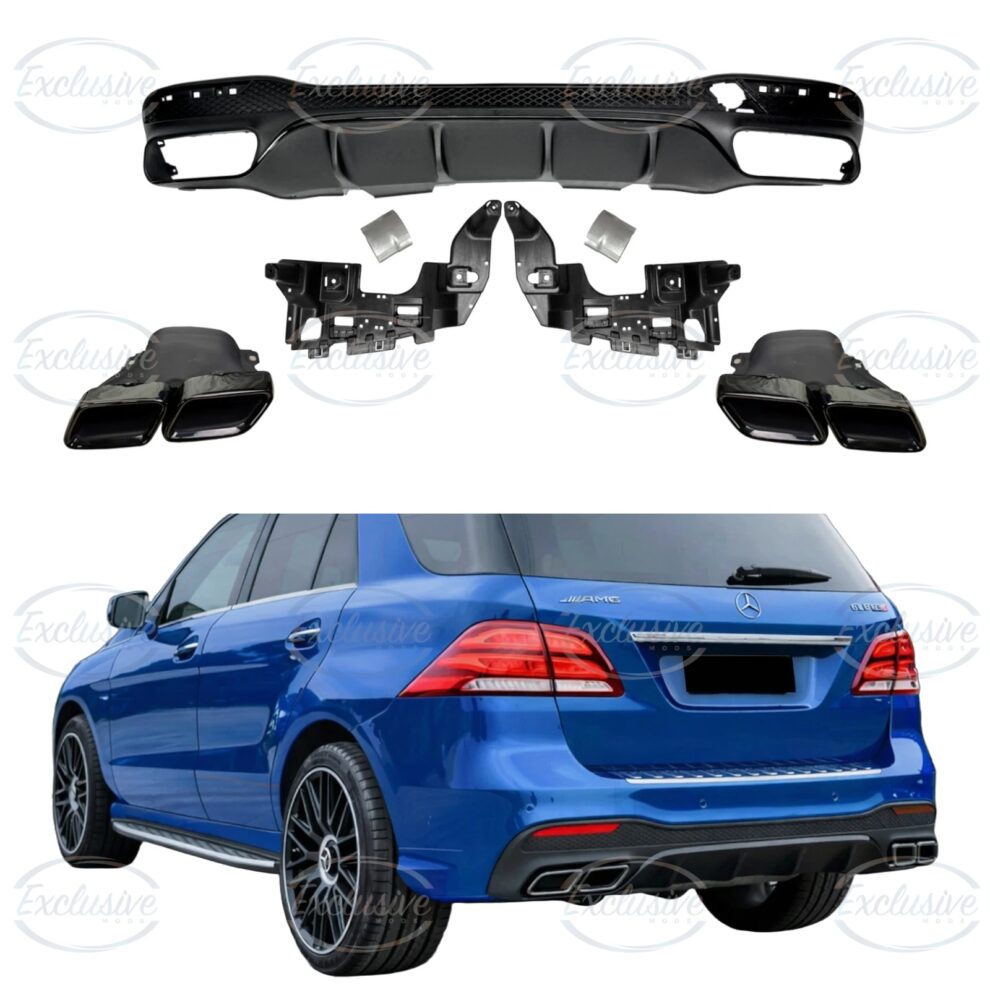 Gloss Black GLE63 AMG Style Diffuser - Fits Mercedes GLE W166 AMG Line (2015-2019)